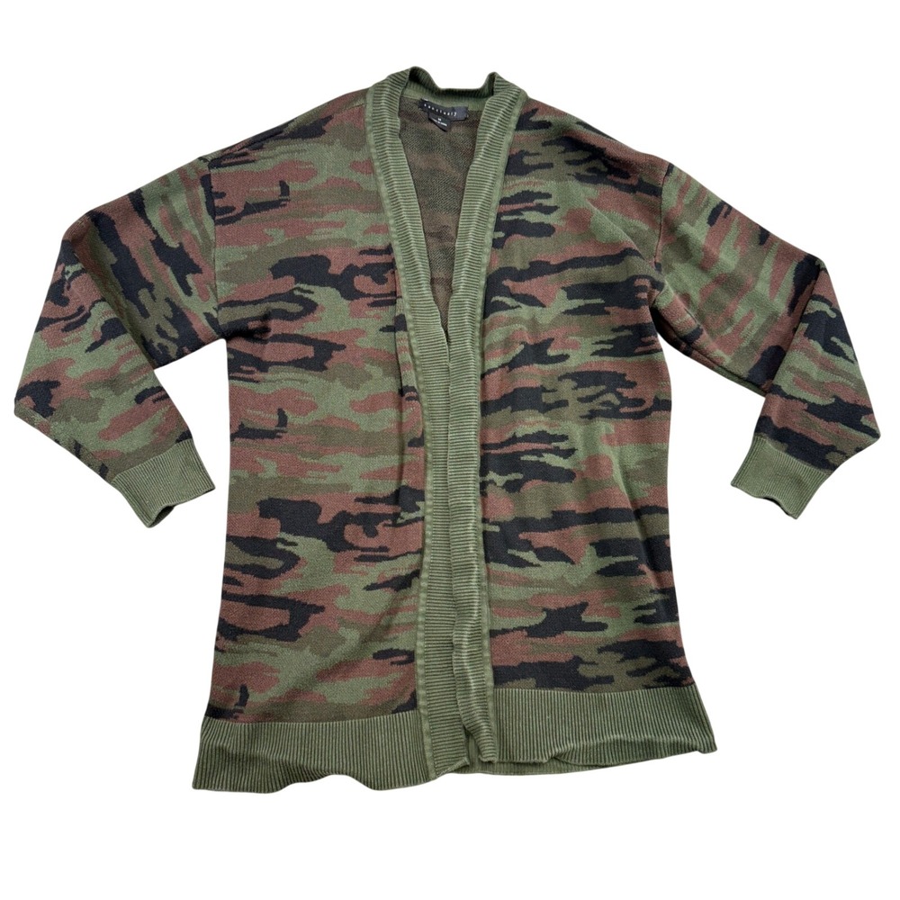 Sanctuary Kids Girls Camo Open Front Cardigan Sweater Olive Green Cotton Size 14